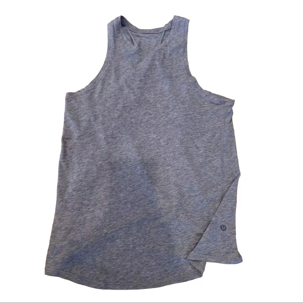 Lululemon Women’s Tank Top S/M Gray Black Open Split Back Athletic